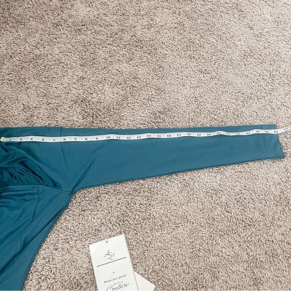 NFL All Sports Couture Aqua Blue Miami Dolphins Ruched Neck Top SZ L BNWT - Picture 8 of 10